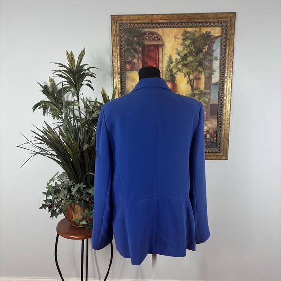 Le Suit Women Jacket Plus Size 18 Blue Lapel Notch Collar Long Sleeve Preppy - Picture 3 of 12